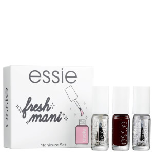 essie Mini Essential Bordeaux Dark Red Nail Varnish, Base Coat and Gel Setter Kit