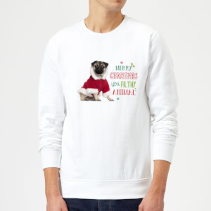Christmas Pug Sweatshirt - White