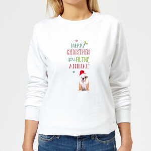 Merry Christmas bulldog Women's Sweatshirt - White