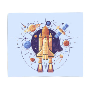 Rocket Ship And Planets Fleece Blanket