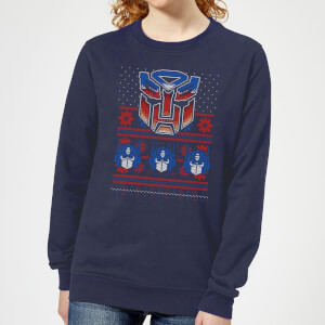 Autobots Classic Ugly Knit Women's Christmas Sweatshirt - Navy