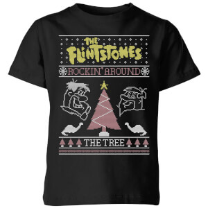 Flintstones Rockin Around The Tree Kids' Christmas T-Shirt - Black