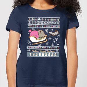 Pusheen Through The Snow Women's Christmas T-Shirt - Navy