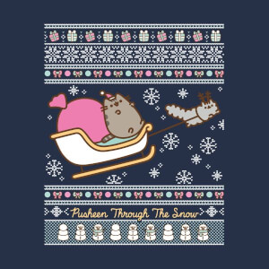 Pusheen Through The Snow Women's Christmas T-Shirt - Navy