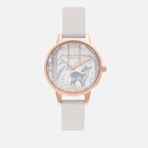 Olivia Burton Women's Snow Globe Sunray Deer Watch - Vegan Blush/Rose Gold