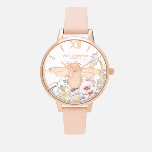 Olivia Burton Women's Enchanted Garden 3D Bee Watch - Nude Peach/Rose Gold