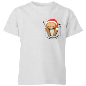 Sloth In A Pocket Xmas Kids' T-Shirt - Grey