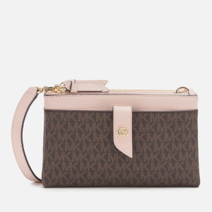 MICHAEL MICHAEL KORS Women's MK Charm Medium Tab Doublezip Cross Body Bag - Brown/Soft Pink