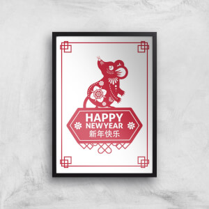 Year Of The Rat Happy Chinese New Year Red Giclee Art Print