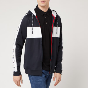 Armani Exchange Men's Tape and Block Detail Hoodie - Navy/White