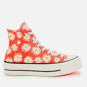 converse chuck taylor lift platform hi red daisy print