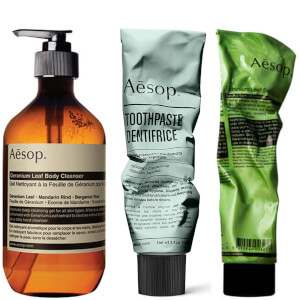 Aesop Body Scrub, Body Cleanser and Toothpaste Bundle