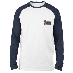 DC Joker Embroidered Unisex Long Sleeved Raglan T-Shirt - White/Navy