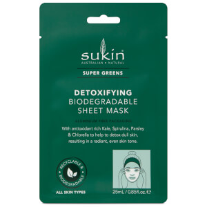 Sukin Super Greens Detoxifying Sheet Mask Sachet 200ml (Pack of 8)