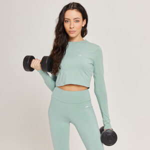MP Women's Essential Body Fit Long Sleeve Crop T-Shirt - Ice Blue 