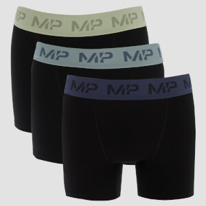 Boxers com Cintura Colorida da MP para Homem (conj. de 3) - Preto/Frost Green/Steel Blue/Ice Blue