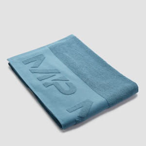 Grande serviette griffée MP – Bleu gris