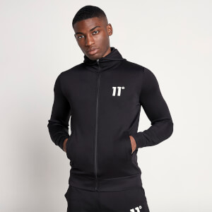 Men's Core Full Zip Poly Track Top With Hood - Black