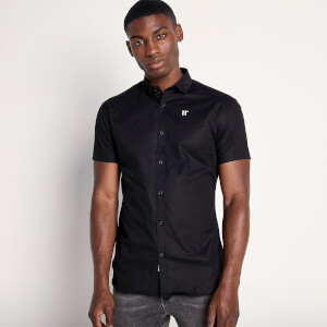 Men's Short Sleeve Contrast Logo Shirt - Black