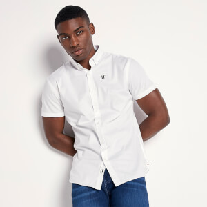 Men's Short Sleeve Contrast Logo Shirt – White