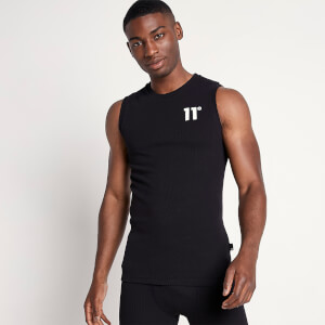 11 Degrees Men's Sustainable Loungewear Rib Vest - Black
