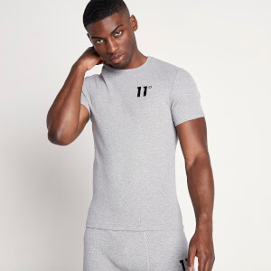 11 Degrees Men's Sustainable Loungewear Rib T-Shirt - Grey Marl