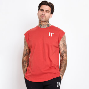 11 Degrees Core Cut Off Sleeve T-Shirt – Goji Berry Red