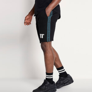 Shorts con Panel Estampado - Negro / Verde Oscuro / Gris Claro