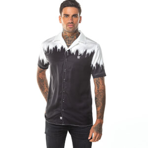 Camisa Manga Corta Estilo Pintado - Negro/Blanco
