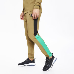 Men's Fahrenheit Colour Block Poly Track Pants Black/Green/Bright Green