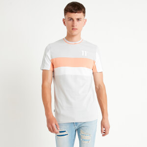 Men's Cut And Sew T-Shirt – Vapour Grey/Coral Blush/White