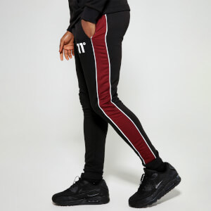 Men's Cut And Sew Piped Rib Panel Joggers Skinny Fit - Black/Red/White