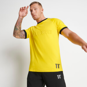 Men's Taped Ringer Embossed Graphic T-Shirt Muscle Fit – Empire Yellow