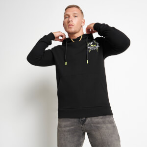 Men's World Graphic Pullover Hoodie - Black/White/Limeaide