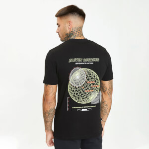 Linear Globe Graphic T-Shirt - Black/White/Limeaide