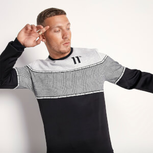 Cut And Sew Triple Panel Sweatshirt - Black/White/Grey Mar