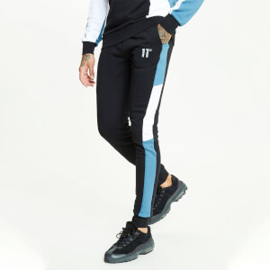 Men's Cut And Sew Joggers Skinny Fit - Black/Indian Teal/White