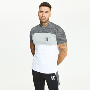 Cut And Sew Muscle Fit T-Shirt - White/Silver/Black