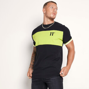 Men's Cut And Sew Rib Muscle Fit T-Shirt - Black/Limeaide