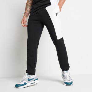 Mixed Fabric Cut And Sew Joggers Regular Fit - Black/White