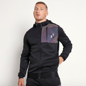 Men's Contrast Pocket Poly Track Top With Hood - Silver/Silver Reflective