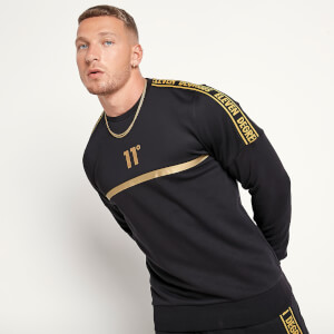 Men's Mixed Fabric Taped Sweatshirt - Black/Gold