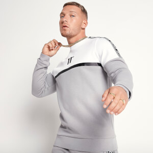 11 Degrees Men's Mixed Fabric Taped Sweatshirt - Silver/White/Black - M