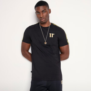 11 Degrees Colour Block Taped T-Shirt – Black / Gold