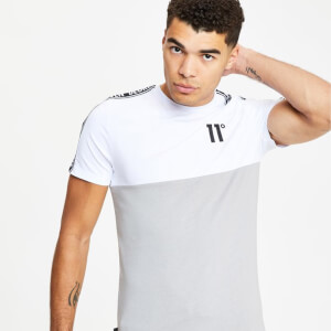 Men's Colour Block Taped T-Shirt - Silver/White/Black