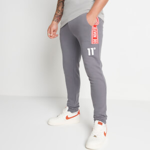 11 Degrees Taped Joggers Skinny Fit – Steel / Silver / Inferno Red