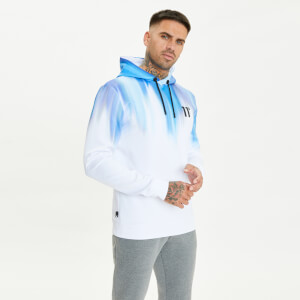 11 Degrees Men's Fade Pullover Hoodie - White/Blue
