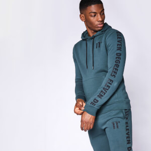 Men's Contrast Print Pullover Hoodie - Darkest Spruce Green/Black