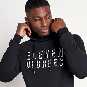 Men's 3d Embroidered Logo Pullover Hoodie - Black