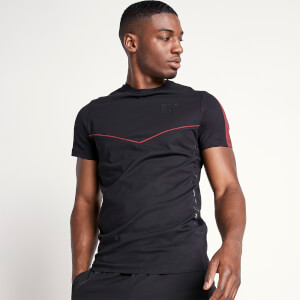 Cut And Sew Contrast Sleeve T-Shirt - Black/Burgundy